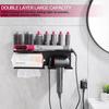 Väggmonterad hållare för Dyson Airwrap Styler, för Dyson Supersonic-hårtork, 2 i 1 väggmonterad förvaringsställ för badrum i sovrummet