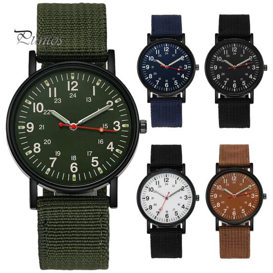 Men Watch Quartz Accurate Soft Wristband Nylon Braided Luminous Sports Wrist for Daily Wear