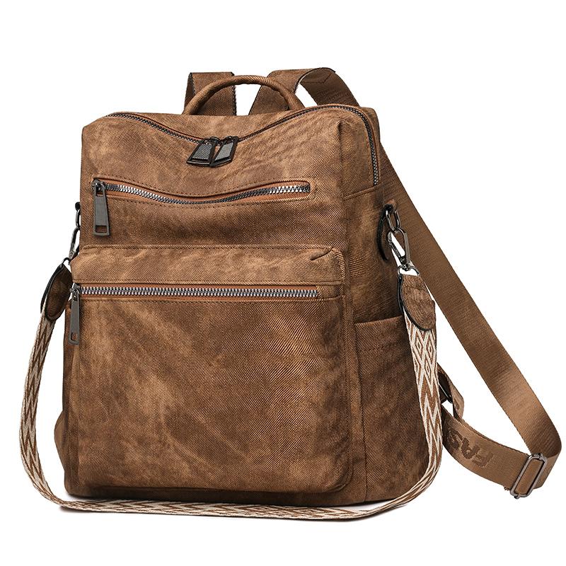 Vintage Soft Leather Backpack Women's Large Capacity Multi-use Shoulder Bag