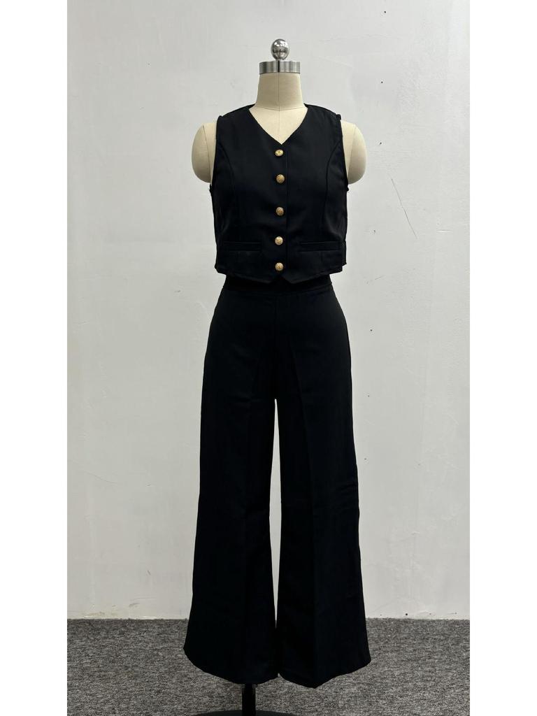In Stock 2024 Summer Women's High-End Casual Two-Piece Set: European and American Style Long Pants