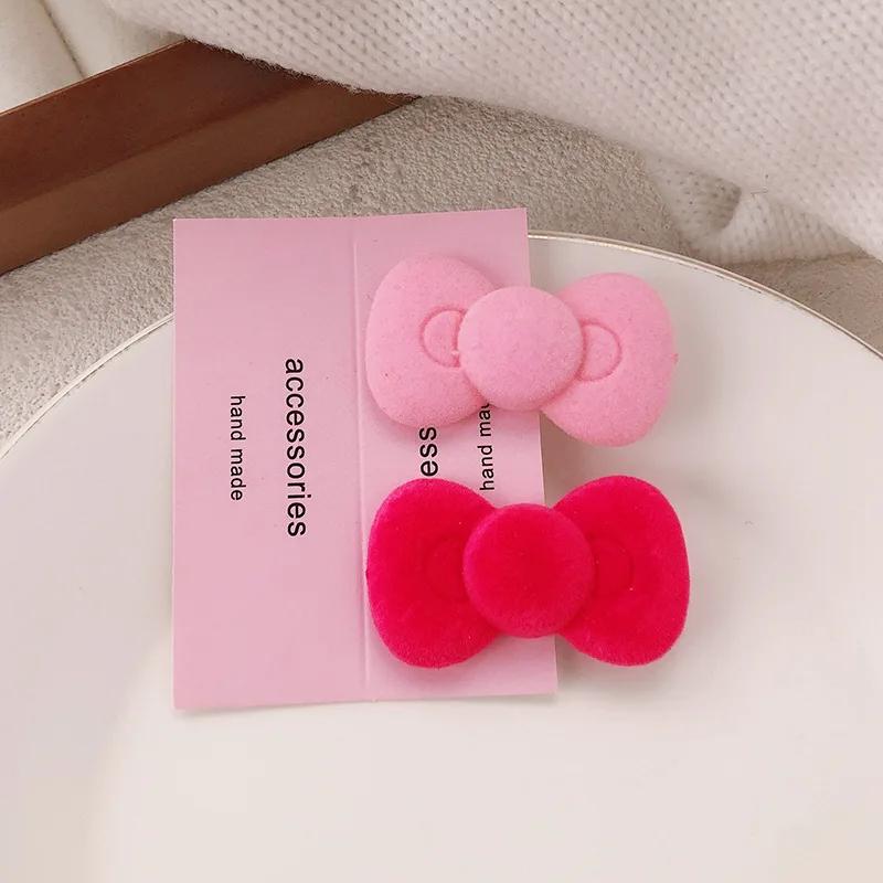 2pcs Sweet Velvet Bow Star Hairpin Women Girls Korean Style Love Heart Hair Clip Barrettes Side Clip Headwear Hair Accessories