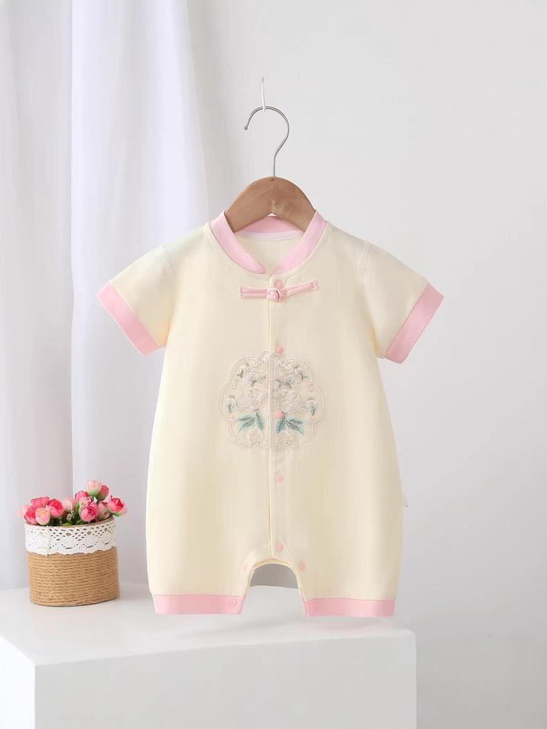 Chinese Trendy Embroidery Infant Jumpsuit - Summer Style Boneless Crawling Bodysuit