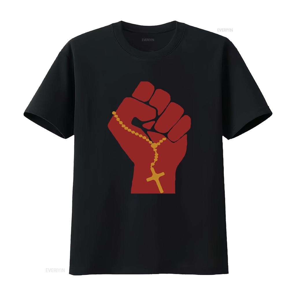Liberation Theology Raised Fist Radical Christianity Christian Protest Social Justice Leftism Socialism T Shirt vintage Washed