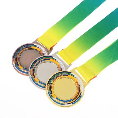 Metalen Award Medailles Met Halslint Goud Zilver Brons Stijl Voor Sport Academie Of Elke Competitie Diameter