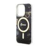 Guess Golden Marble Magsafe - Etui Iphone 14 Pro Max (Czarny)