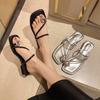 Niche Square Head Pinch Slippers Women's Outer Wear Summer New with Skirt Low-heeled Cool Slippers