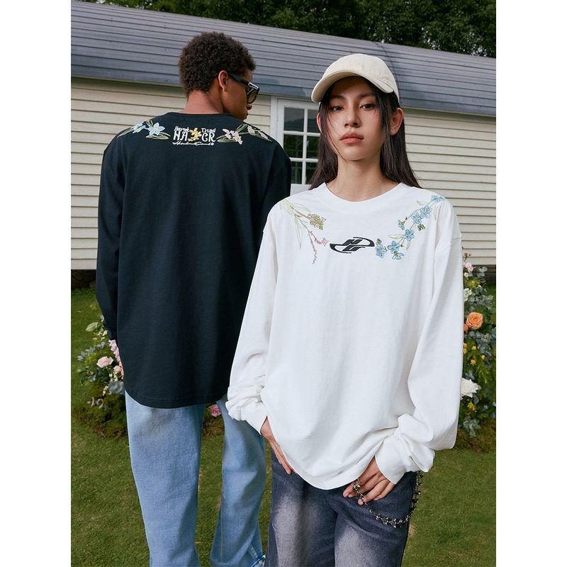 HACR Vintage Harshandcruel Garland Necklace Embroider New Chinese HACR Long Sleeves T-shirt