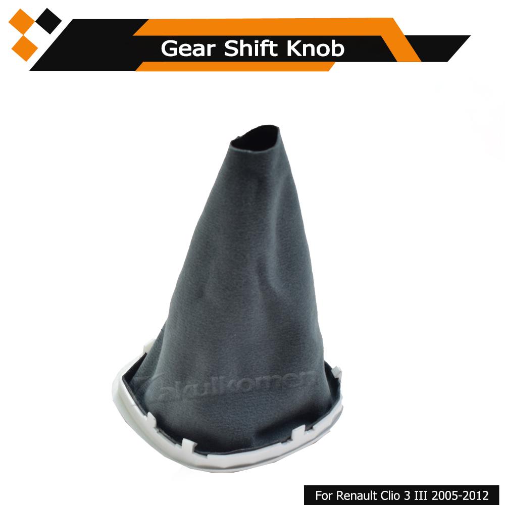 5 Speed Leather Gear Shift Knob Stick Gaiter Compatible with Renault Clio 3 III 2005 2006 2007 2008 2009 2010 2011 2012 Manual