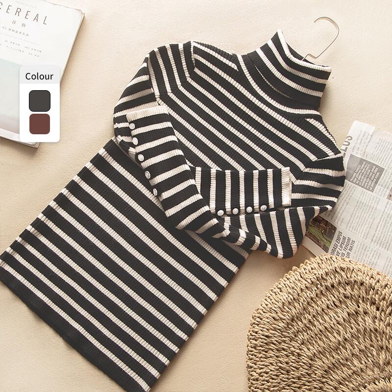 Damen 2025 Herbst Slim-Fit Rollkragen Colorblock Gestreifter Strickpullover