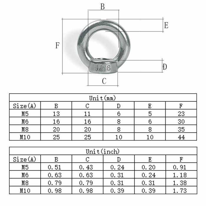 Ecrou à œil de levage - Yxtai - M6 - Acier inoxydable 304 - Pack de 12 - Résistant à la rouille