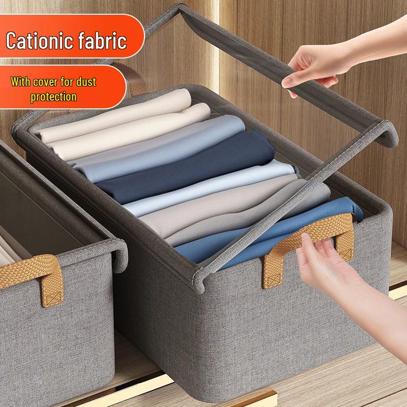 Foldable Clothing Storage Box with Compartments - Large Capacity, Dustproof Organizer for Clothes and Sundries.