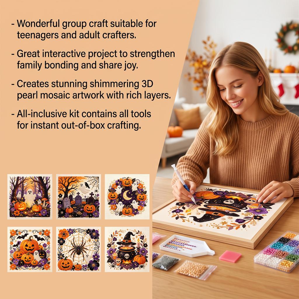 Christmas Halloween Pearl Art Ghost Set DIY Handmade Kit For Home Interior Decoration