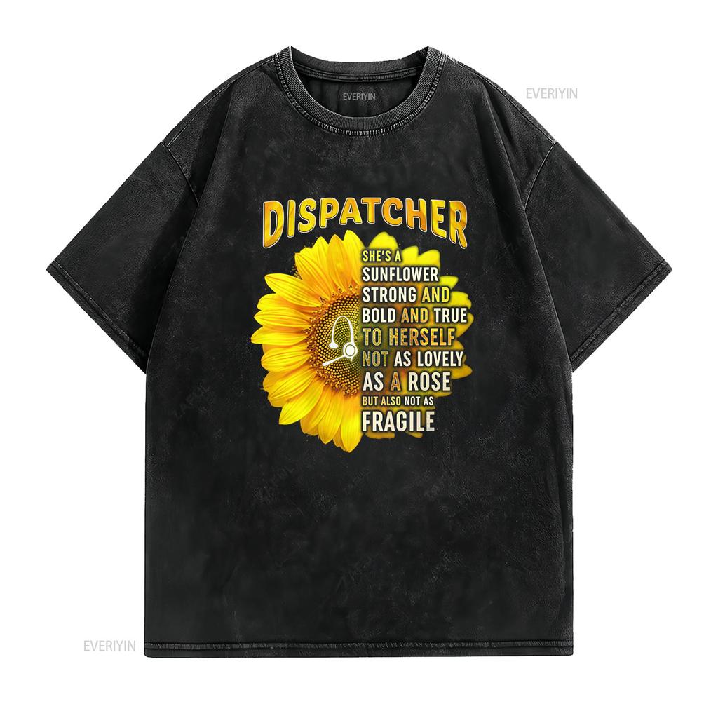 Dispatchers Are Strong And Bold T Shirt Vintage Washed Top For Everyday Wear Breathable Slightly Designer Clothes Stylish
