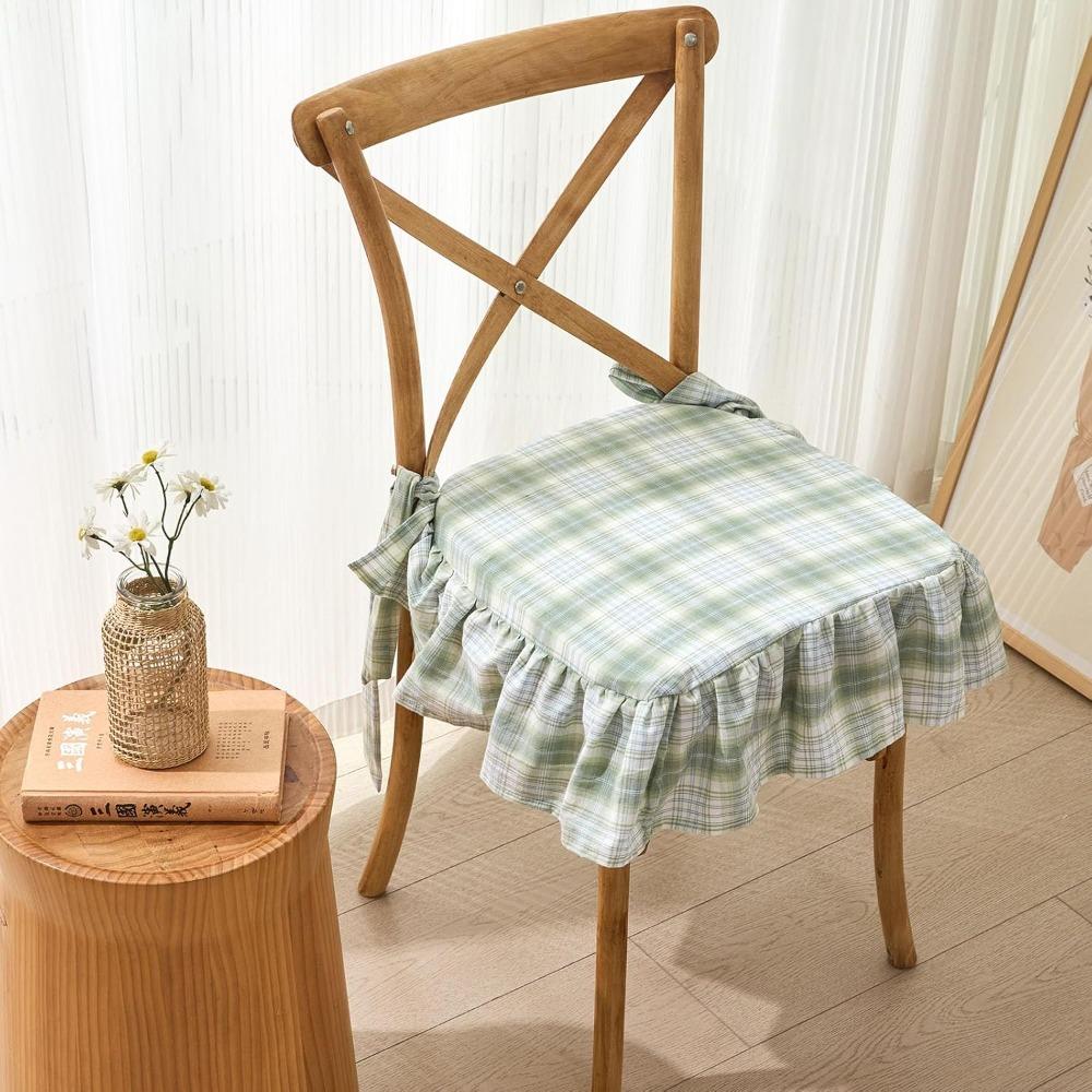 American Country Style Dining Chair Pad Detachable Cotton Cover Chair Cover Dinning Room Style B