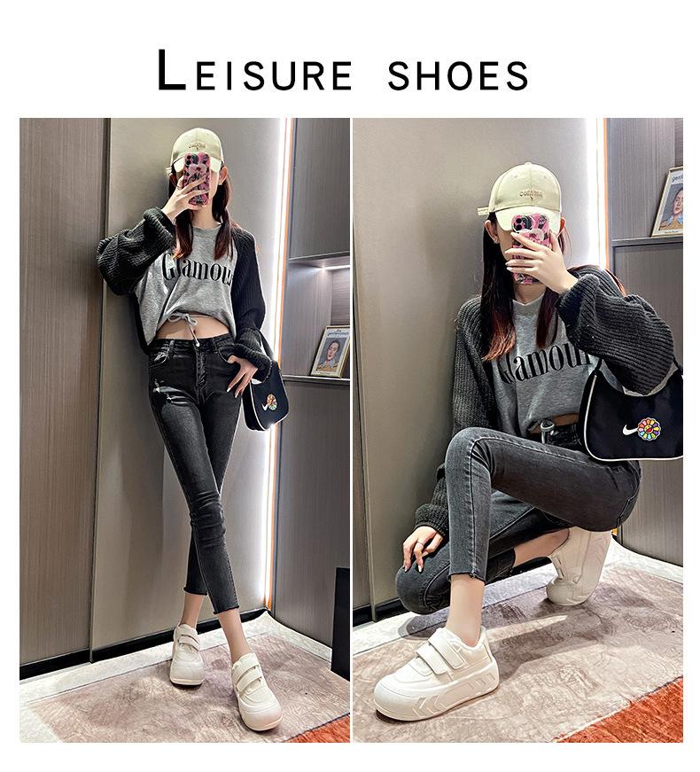 Velcro platform bread shoes 22 years old spring and autumn new collegiate style design black big-headed shoes
