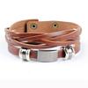 Mens Vintage Multilayer Braided Faux Leather Bangle Cuff Bracelet Wristband