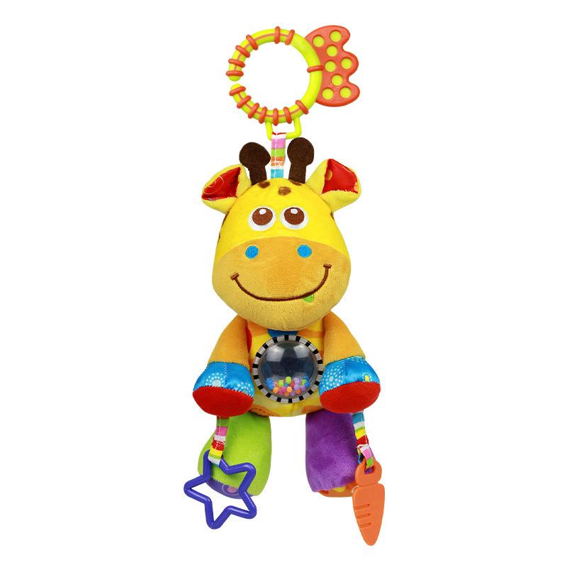 Aipinqi Colorful Baby Car Hanging Toy, 0-1 Year Old Animal Plush Bed Hanging Toy with Rattle, Newborn Soothing Doll
