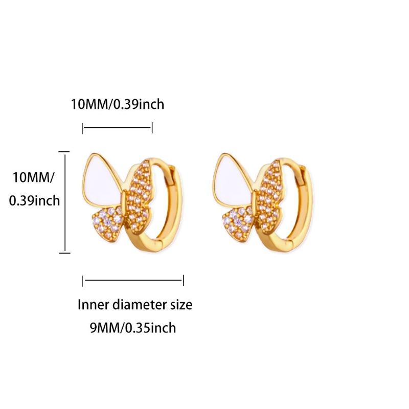 Light luxury diamond-set double-layer zircon ear buckle earrings butterfly love high-end fashion versatile earrings