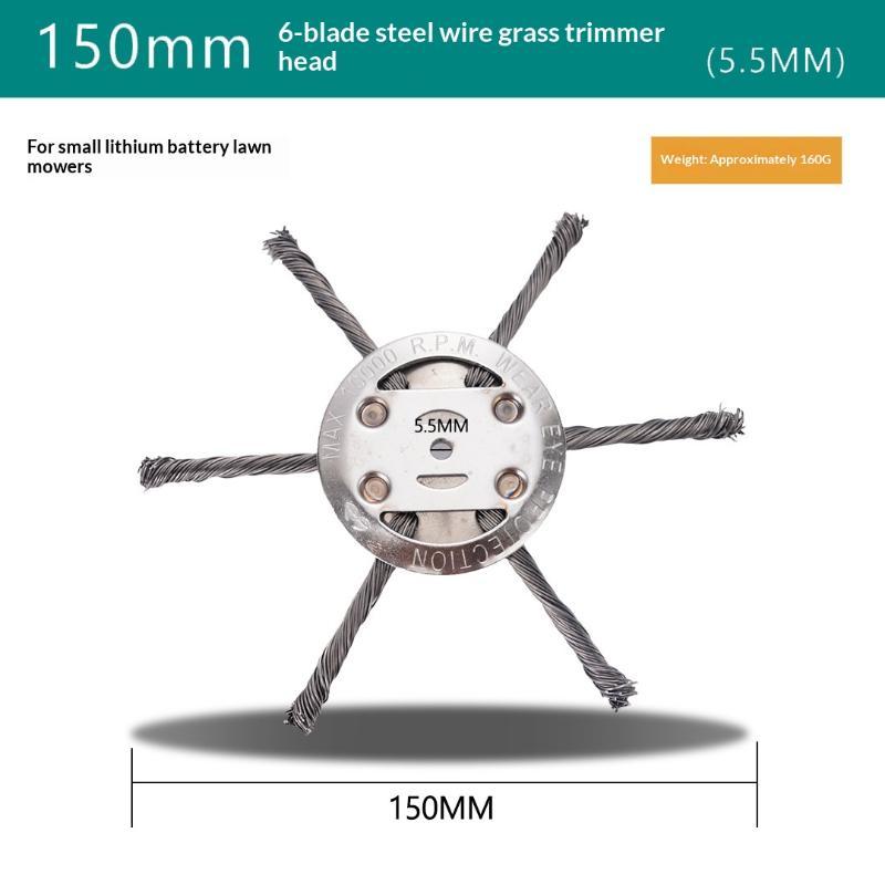 1/2 Stück 6 Zoll Stahlbürstenkopf für Rasentrimmerkopf Universelle Unkrautbürste Passend für Motorsense mit geradem Schaft Entfernung von Moos Rost