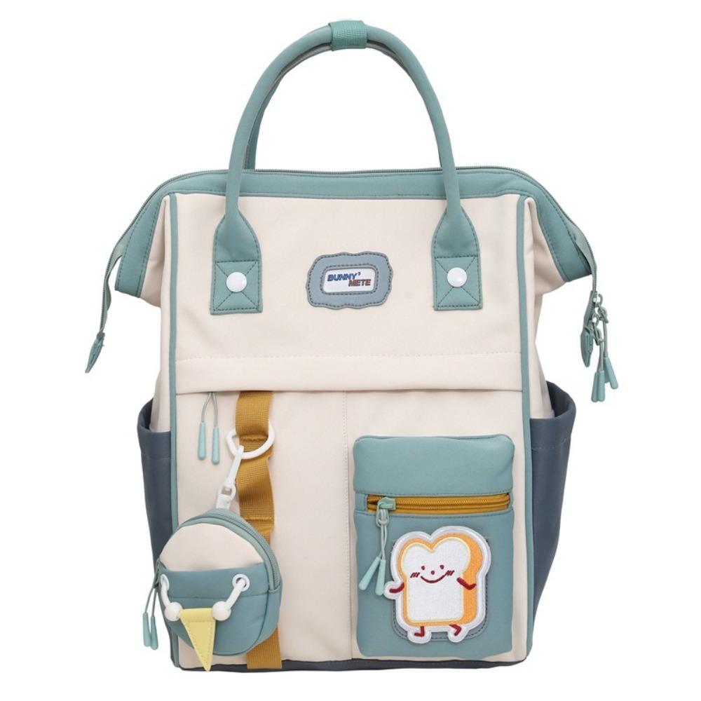 New Large Capacity Backpack Multi-pocket Lightweight Schoolbag Nylon Waterproof Travel Backpack Students зелёный