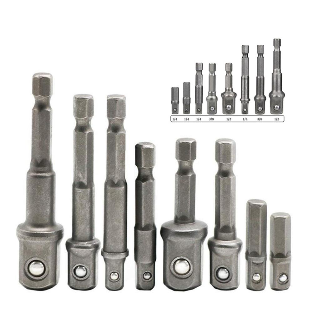 Socket Adapter Bit Adapter 1/2 3/8 1/4 2/3/8pcs Drill