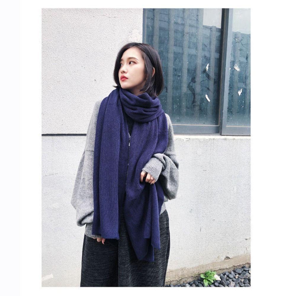 Solid Color Winter Knitted  Scarf Thick Warm Women Wrap Shawls Casual Long Scarves