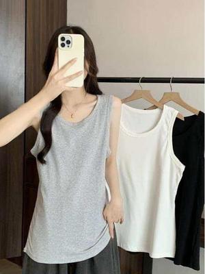 2026 Women's Plus Size Racerback Tank: Solid Color Sleeveless Camisole for Summer