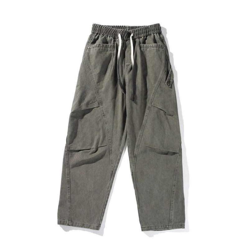 American Retro Heavy Cotton Thickened Wide-Leg Work Pants for Men, Spring and Autumn Straight-Leg Pants, Export Men's Casual Long Pants