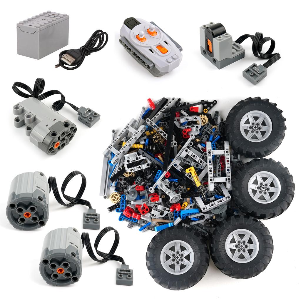 4WD RC Car Chassis Climbing Vehicle Model Building Blocks Compatible Motor Power Function With Suspension Shocks Assembly Bricks