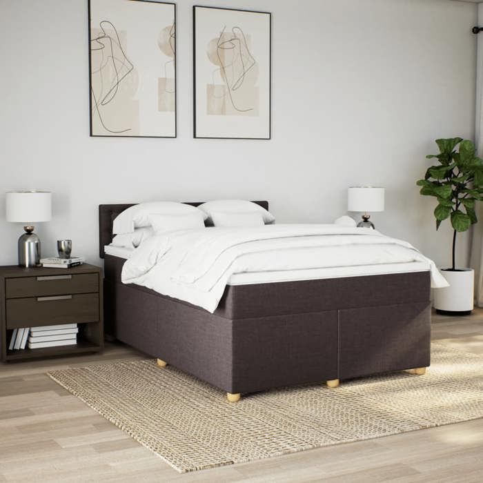Maison Exclusive - Sommier à lattes de lit avec matelas Marron foncé 140x200 cm
