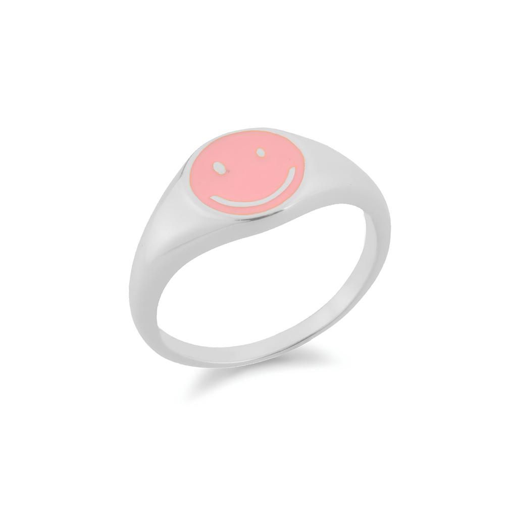 Lovely Blue Color Enamel Happy Face Rings For Women High Quality Stainless Steel Men Jewelry Christmas Gifts 2025