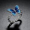 Adjustable Butterfly Ring Women Men Vintage Enamel Copper Jewelry Retro Open Band Statement Piece