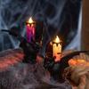 Cell Battery Operated Bat Candle Light Plastic Base Printed Pattern LED Candlestick Eco Friendly with Holder Gothic Lamp