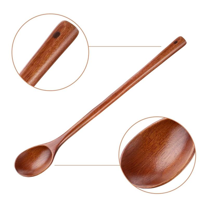 Good-3 Pcs Wooden Mixing Spoons Kitchen Soup Serving Spoons Long Handle Cooking Spoons For Kitchen Stirring Serving Cooking