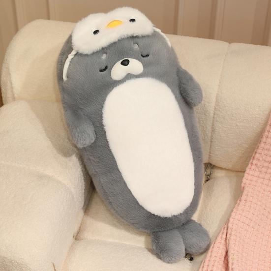 Seal Plush Pillow Sleeping Seal Stuffed Animal with Removable Accessories Soft Cuddly Pillow for Hugging