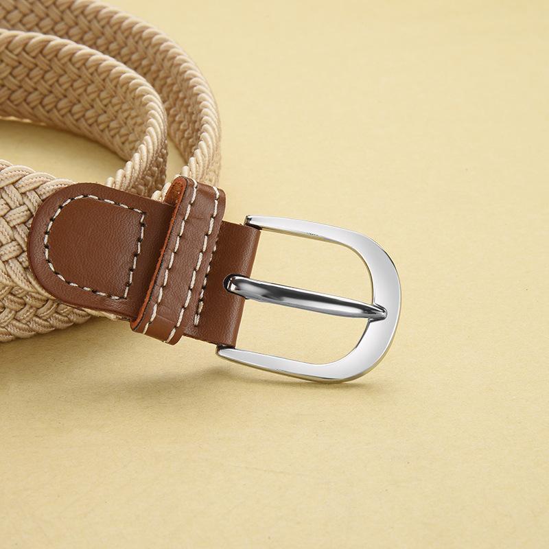 Jeans Belt Women'S No Perforated Canvas Belt Women'S Braided Elastic Elastic Student Decorative Belt