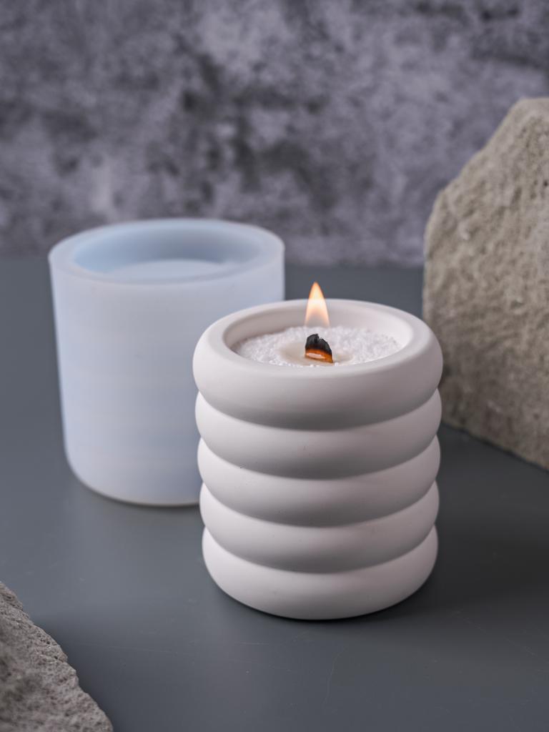 DIY Round Candle Jar Silicone Mold Handmade Flowerpot Concrete Molds Cement Storage Cup Mould Resin Crafts Casting Home Decor