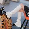 Winter Fall Knitted Leg Warmers Japanese Korean Style Wide Leg Cover Y2K Flared Split Knee High Long Socks for Women