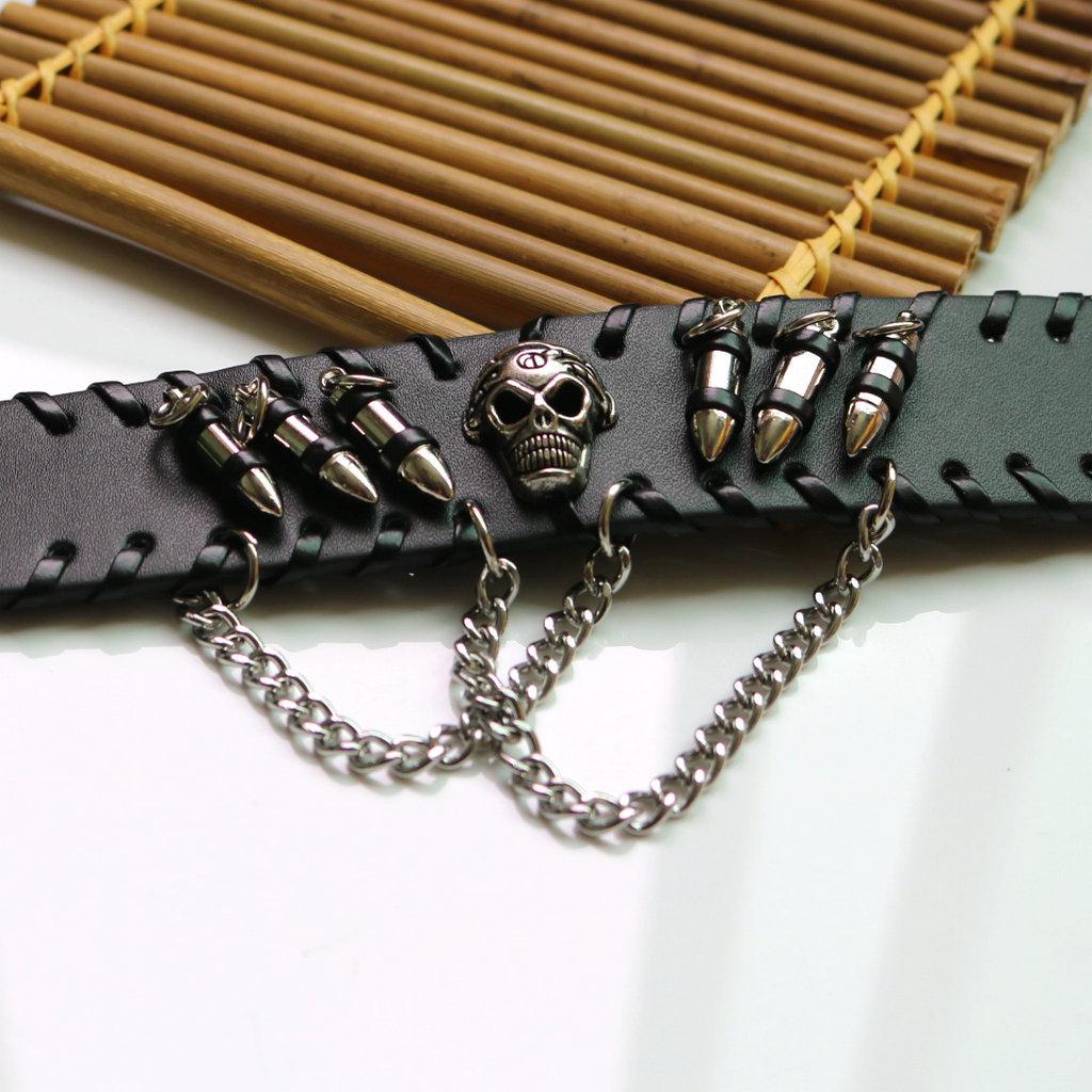 European-American Punk Skull Rivet Leather Men's Bracelet