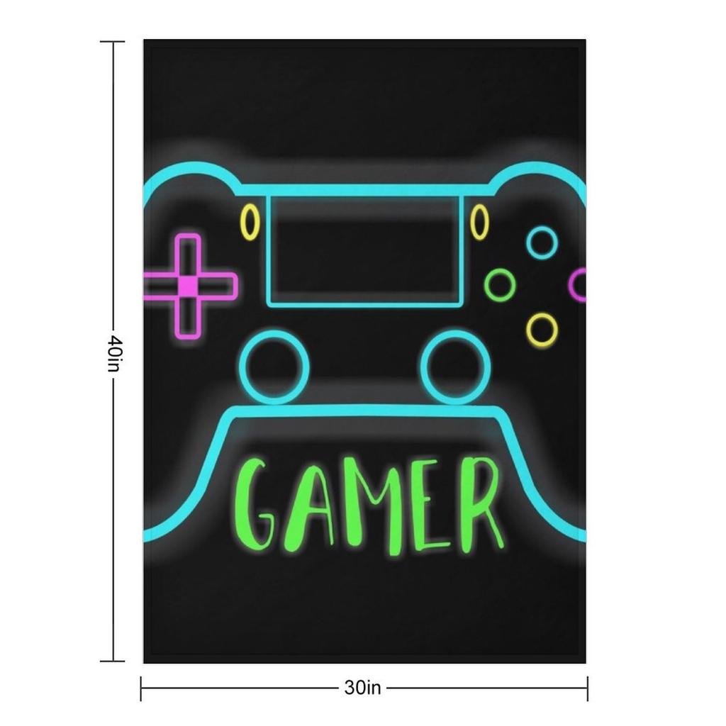 Neon Gamer Controller Neon Colors Throw Blanket Retros Christmas Gifts Designers Sofa Blankets