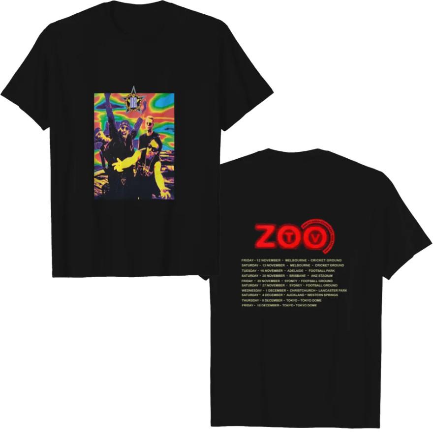 U2 1993 Zoo TV Tour Shirt Heavyweight T-shirt Men s - BlackTshirt Unisex T-Shirt XL