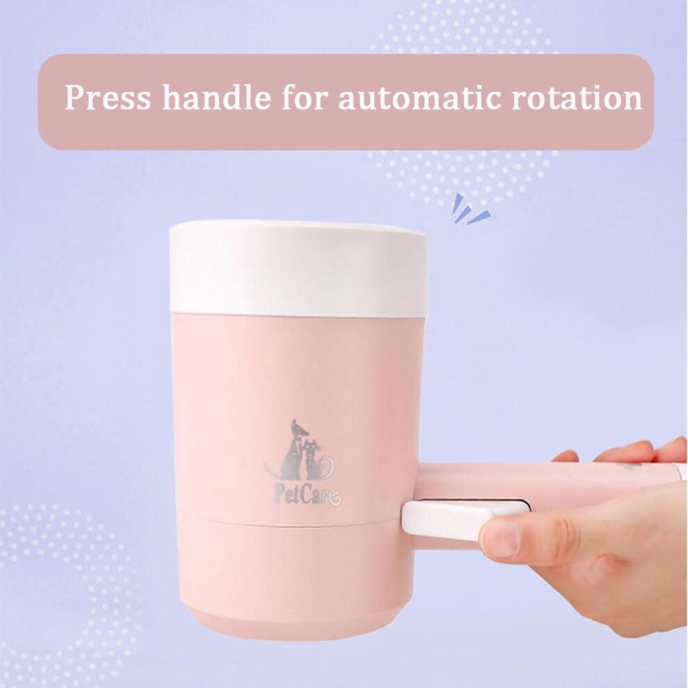 Dog Paw Cleaner 360 Rotation Portable Automatic Soft Silicone Dog Foot Washer in Pink with Handle Pressure Massage