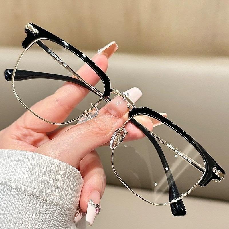 Korean Square Metal Frame Glasses for Women Men  Anti-Blue Light Eyewear Unisex Outdoor Street Eyeglasses