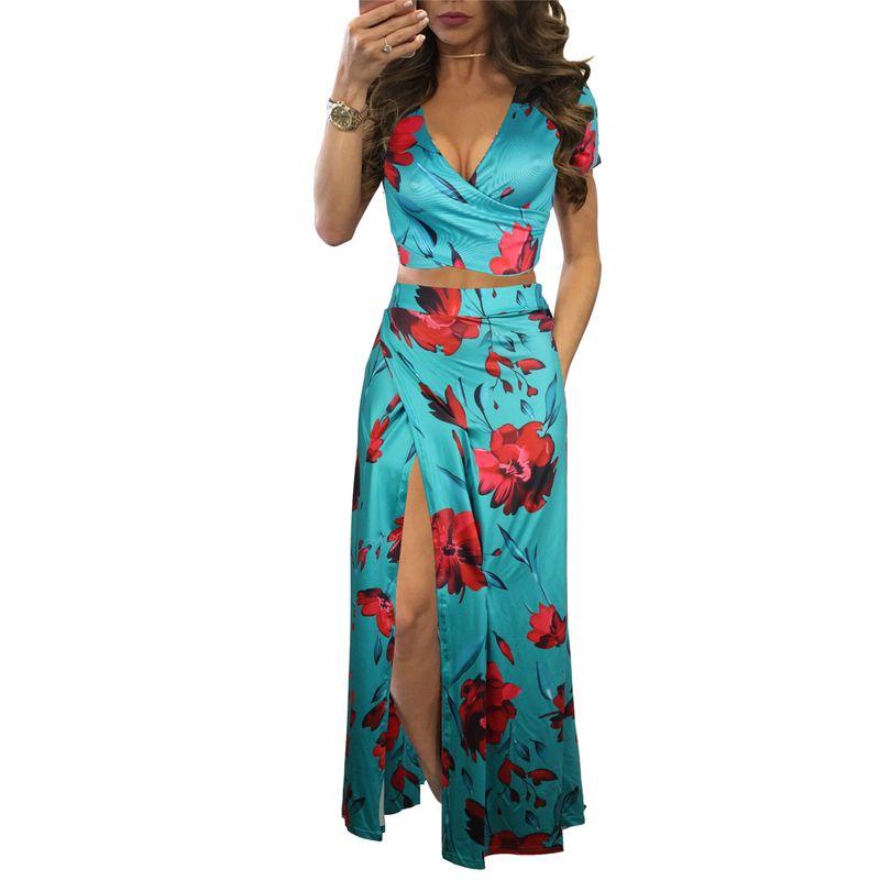 M482 Cross-Border Boutique European and American Popular Amazon Independent Station Classic Floral Hot Sale Dress Two-piece Set