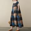 Real summer new literary printing large size hand-folded loose and thin to cover the arms medium and long dress women