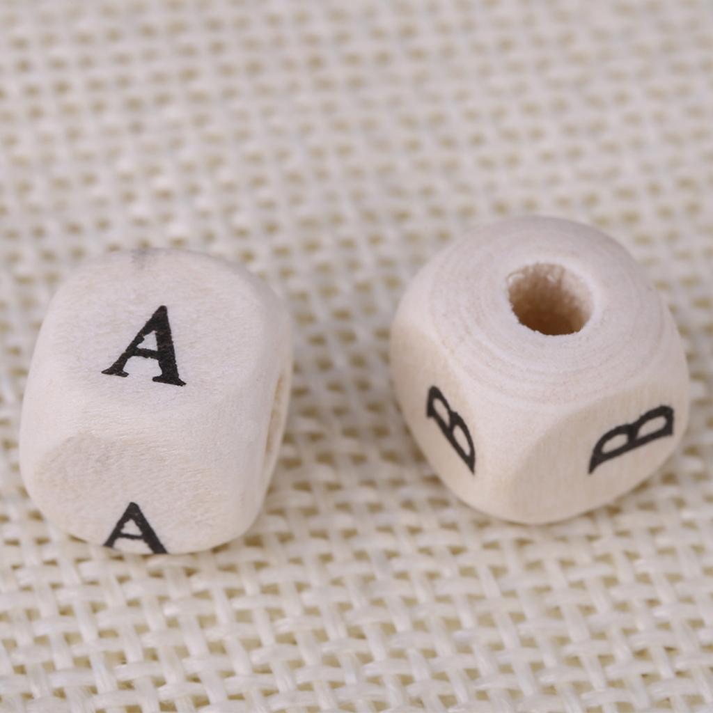 100pcs Mixed Maple Square Bead Letter Cube Loose Spacer Beads For DIY Jewelry Making
