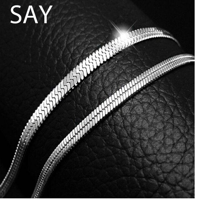 

4MM 925 Sterling Silver Necklace 18-24INCH Fashion Jewelry For Women Men Side chains Wedding Gift 20CM Bracelet