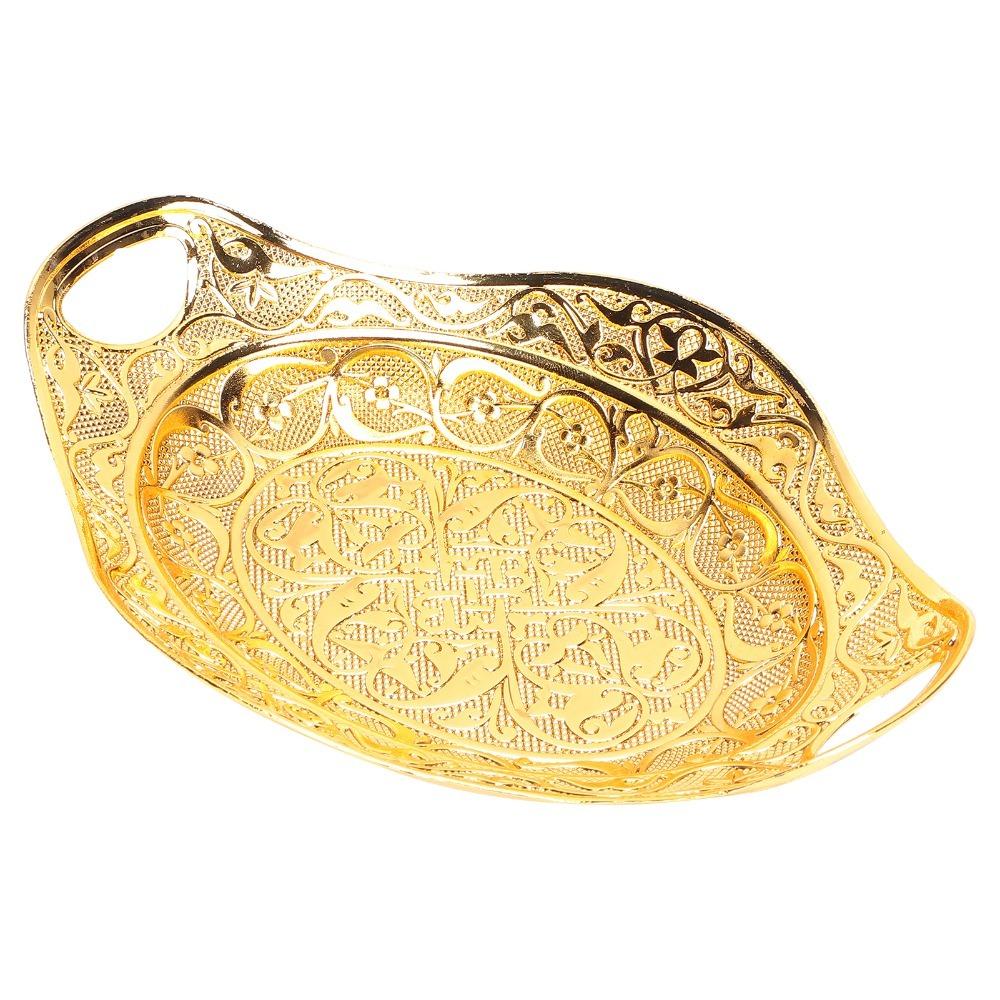 Oval Shape Fruit Tray Gold Decorative Tray Elegant Jewelry Organizer Tray Kitchen Counter