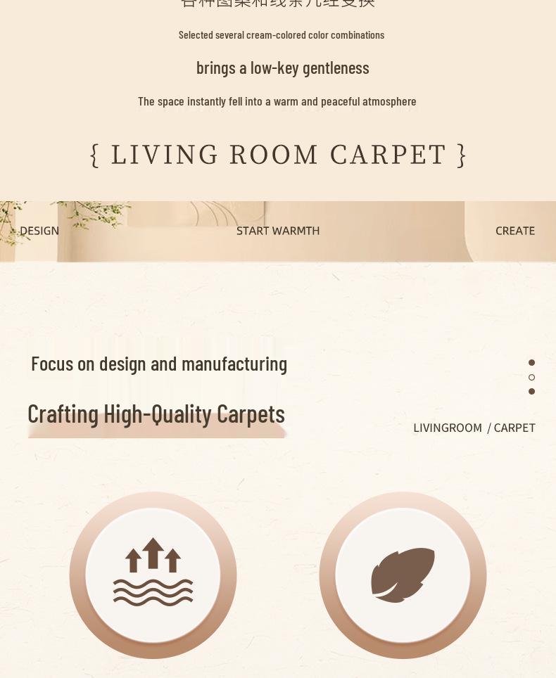 Retro Light Luxury High-End Cream Carpet: French-Style Waterproof, Anti-Stain Floor Mat for Living Room & Bedroom
