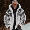 Men's 3D Print Flannel Hooded Zipper Cardigan: Winter Warm Fashion Sweatshirt